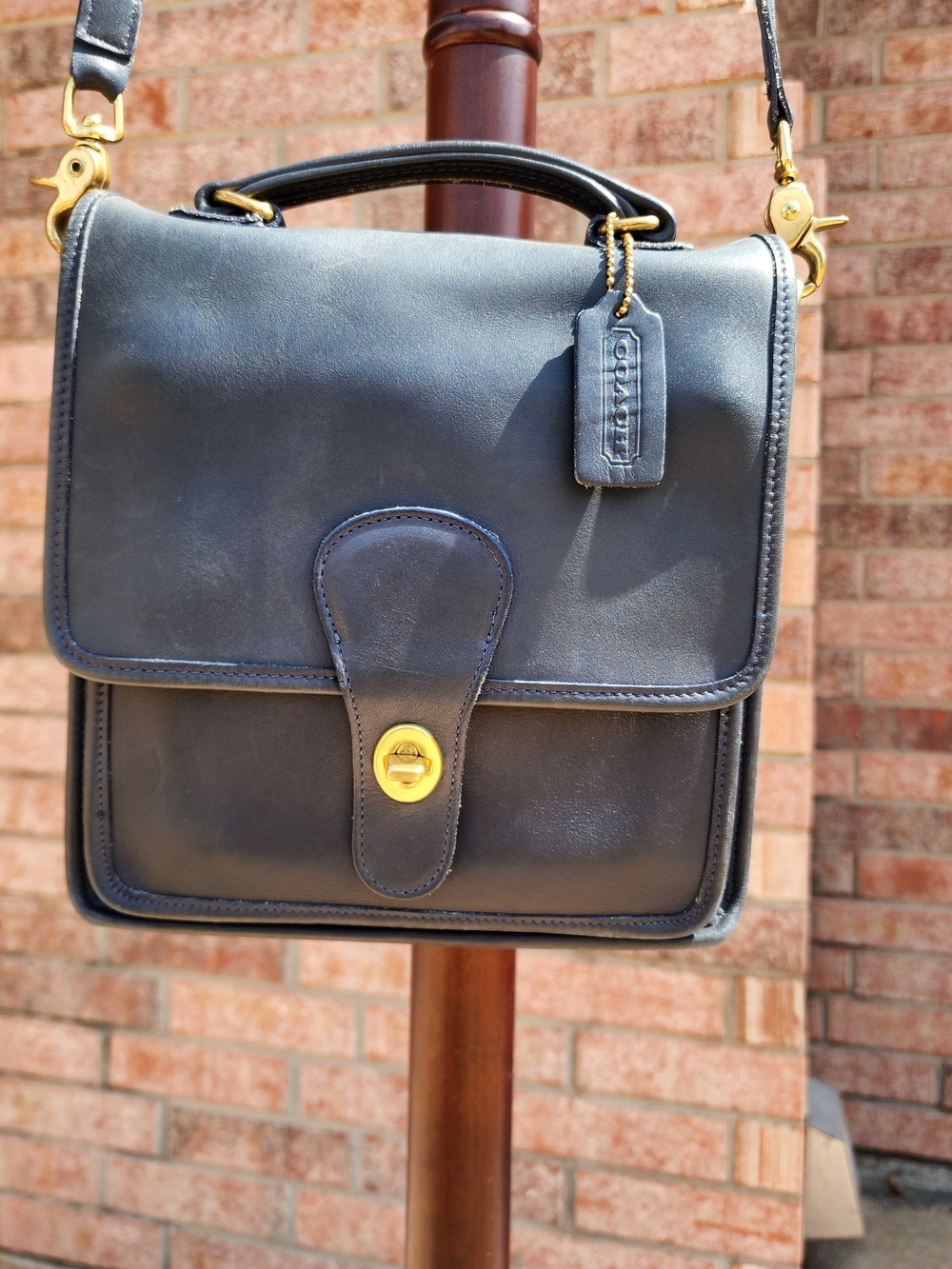 Vintage Coach Navy Blue Leather Station Bag 5130 Crossbody 1998 USA